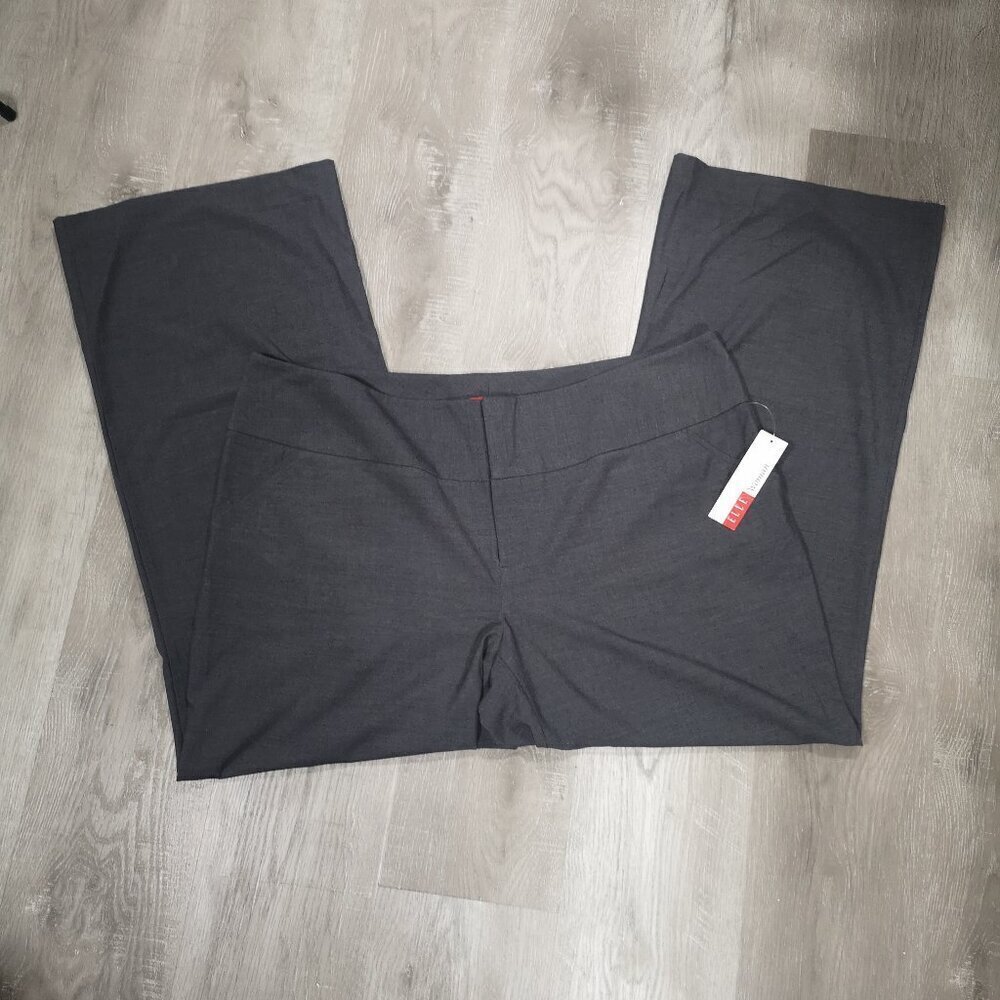 NWT Elle Woman Ladies Size 18W Dark Grey Wide Leg Wide Waistband Dress Pants